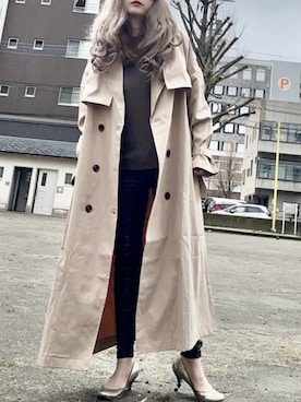 「JUNOAH（ジュノア）のアイテム（トレンチコート）」を使った、noah🐈さん（レディース・155cm）の冬コーディネート