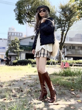 「秋トレンド2021」｜「アイテム（ハンチング/ベレー帽）」を使った、noah🐈さん（レディース・160cm）の秋コーディネート