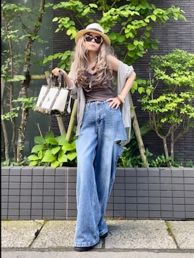 「plume blanche（プリュムブランシュ）のアイテム（帽子）」を使った、noah🐈さん（レディース・155cm）の夏コーディネート