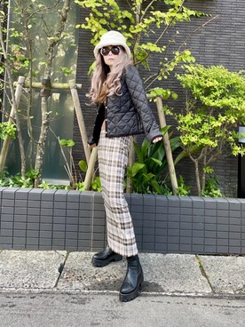「Traditional Weatherwear」｜「アイテム（ノーカラージャケット）」を使った、noah🐈さん（レディース・155cm）の秋コーディネート
