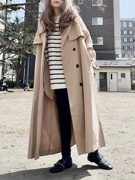 「JUNOAH（ジュノア）のアイテム（トレンチコート）」を使った、noah🐈さん（レディース・155cm）の春コーディネート