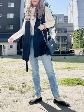 「EDWIN」｜「アイテム（バレエシューズ）」を使った、noah🐈さん（レディース・155cm）の春コーディネート