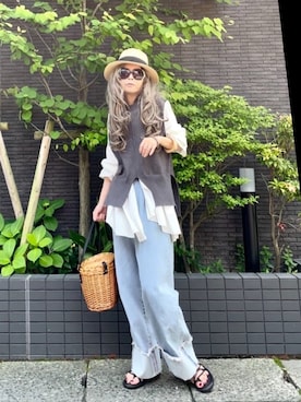 「plume blanche（プリュムブランシュ）のアイテム（帽子）」を使った、noah🐈さん（レディース・155cm）の春コーディネート
