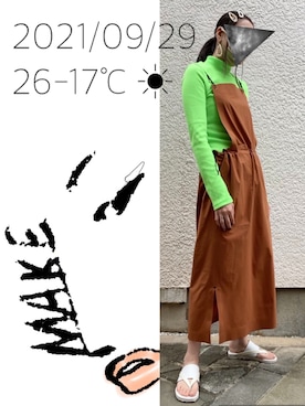 「機能性素材」｜「アイテム（オールインワン・サロペット）」を使った、hingeさん（レディース・161cm）の秋コーディネート