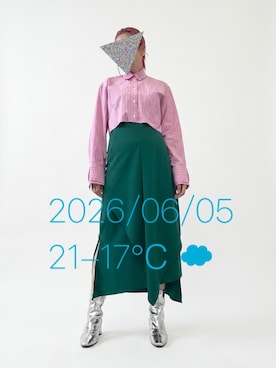 「ZARA（ザラ）のアイテム（シャツ/ブラウス、ピンク系）」を使った、hingeさん（レディース・161cm）の夏コーディネート