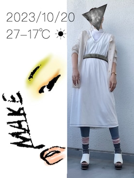 「レッグウォーマー」｜「アイテム（ワンピース/ドレス）」を使った、hingeさん（レディース・161cm）の秋コーディネート