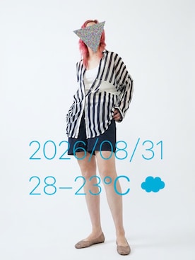 「古着のアイテム（シャツ/ブラウス、ブルー系）」を使った、hingeさん（レディース・161cm）の秋コーディネート