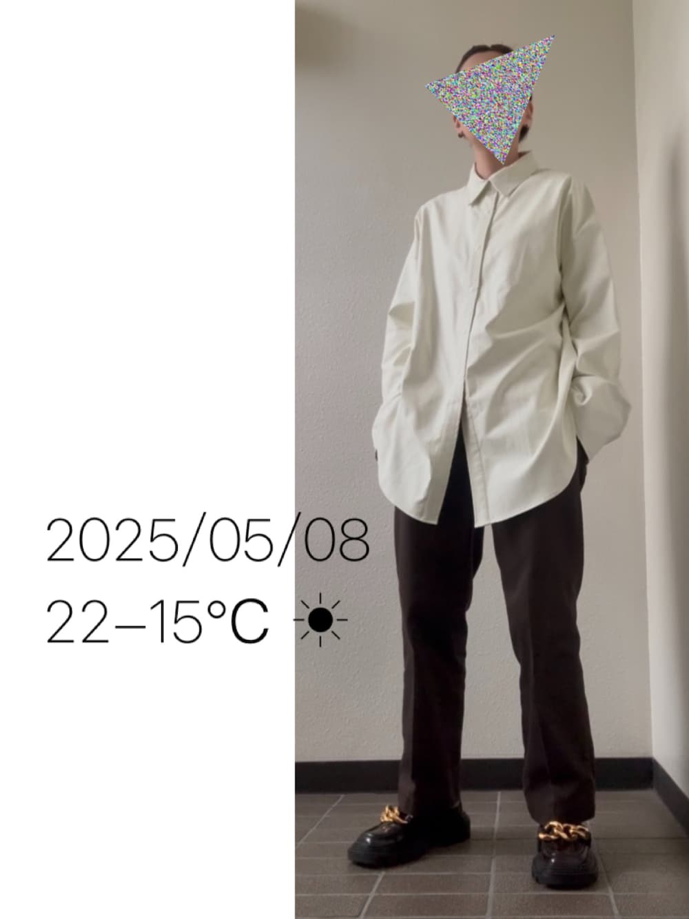 「チェーンローファー、レザーシャツ、メンズコーデ」｜「DickiesのDickies/ディッキーズ THE ORIGINAL 874 ワイドチノパンツ（チノパンツ、グレー系）」を使った、hingeさん（レディース・161cm）の春コーディネートの1枚目の写真