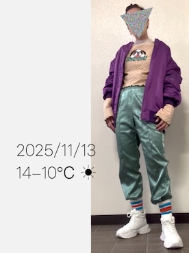 「アイテム（ナイロンジャケット）」を使った、hingeさん（レディース・161cm）の秋コーディネート