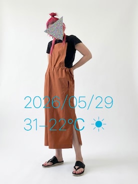 オールインワン・サロペット（オレンジ系）を使った人気ファッション