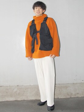ベストを使った オレンジニット のメンズ人気ファッションコーディネート Wear