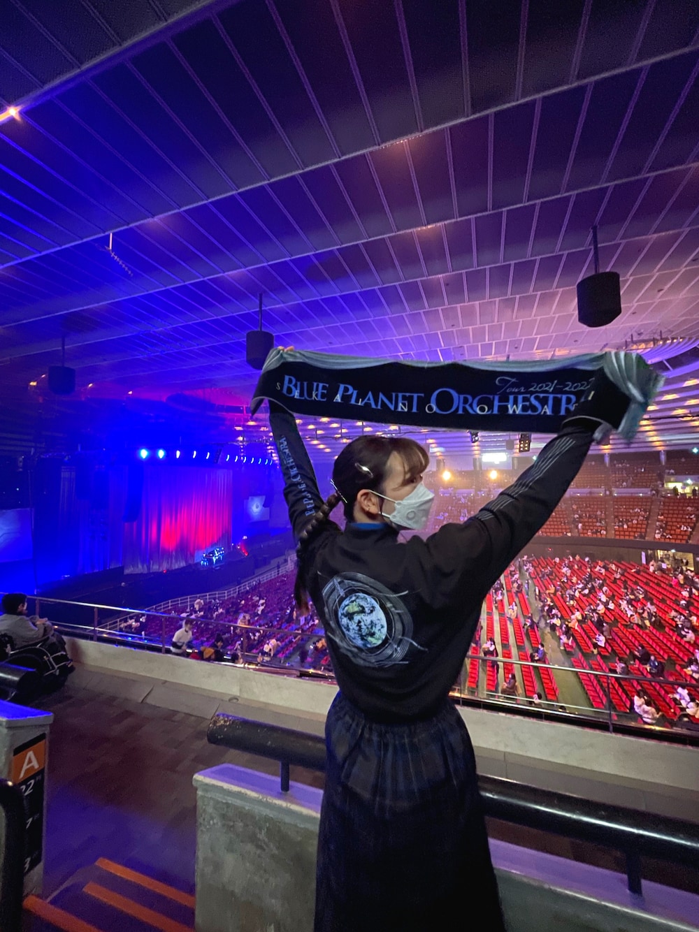 「セカオワ、セカオワＴ、ライブコーデ、SEKAI NO OWARI、blueplanetorchestra」｜「Green　Parksのチェックマーメイドスカート＊（スカート、ブルー系）」を使った、アスカスさん（レディース・163cm）の冬コーディネートの1枚目の写真