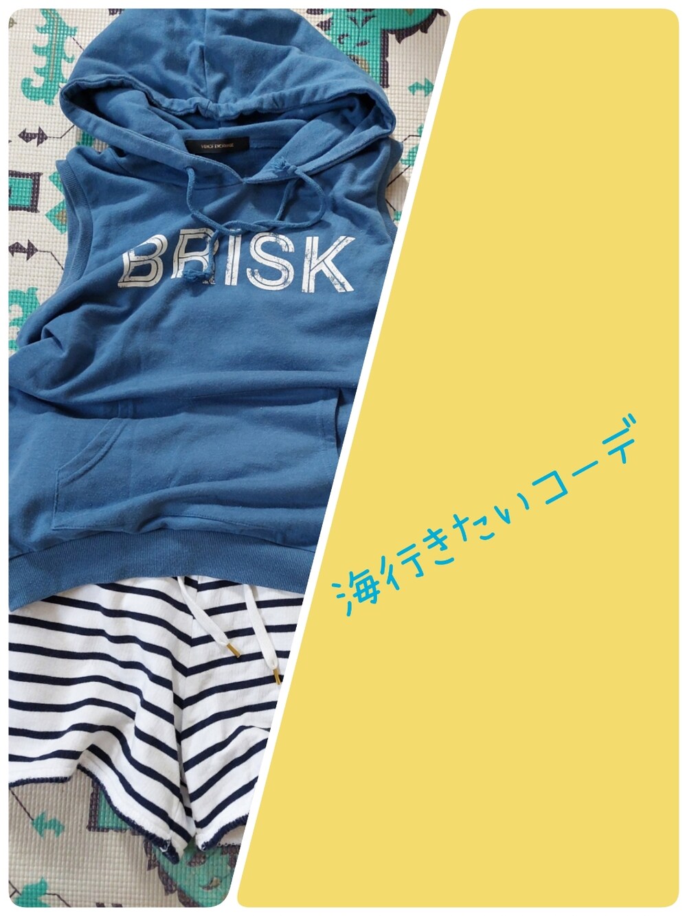 「海」｜「VENCEEXCHANGEのアイテム（スウェット、ブルー系）」を使った、yukiさん（レディース・158cm）の夏コーディネートの1枚目の写真