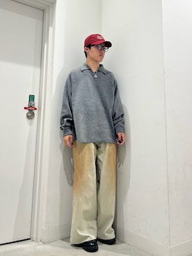 「SENSE OF PLACE by URBAN RESEARCH(センスオブプレイスバイアーバンリサーチ)の『一部WEB限定カラー』『ユニセックス』ヴィンテージライクデニムワイドパンツ(デニムパンツ、グリーン系)」を使った、しんさん(メンズ・167cm)の秋コーディネート