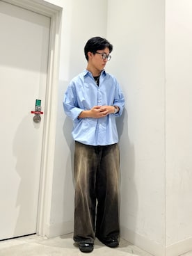 「SENSE OF PLACE by URBAN RESEARCH(センスオブプレイスバイアーバンリサーチ)のヴィンテージライクデニムワイドパンツ(デニムパンツ、ブラック系)」を使った、しんさん(メンズ・167cm)の秋コーディネート