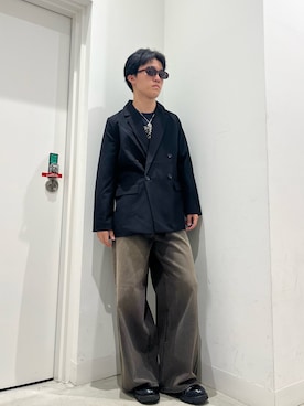 「SENSE OF PLACE by URBAN RESEARCH(センスオブプレイスバイアーバンリサーチ)のヴィンテージライクデニムワイドパンツ(デニムパンツ、ブラック系)」を使った、しんさん(メンズ・167cm)の秋コーディネート