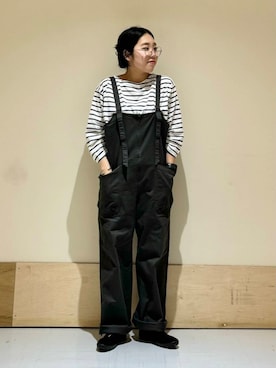 「FORK&SPOON」｜「アイテム（サロペット/オーバーオール）」を使った、キザキ　アケミさん（レディース・148cm）の秋コーディネート