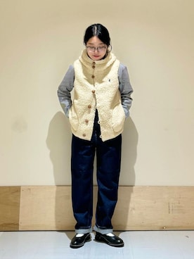 「GYMPHLEX（ジムフレックス）のGYMPHLEX　BOA HOODED VEST（その他アウター）」を使った、キザキ　アケミさん（レディース・148cm）の秋コーディネート