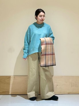 「BIRKENSTOCK（ビルケンシュトック）のBIRKENSTOCK　Boston LEVE（サンダル）」を使った、キザキ　アケミさん（レディース・148cm）の冬コーディネート