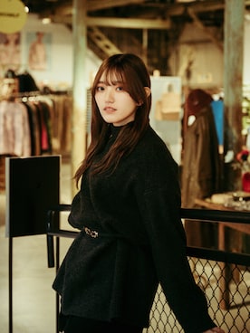 「GU（ジーユー）のアイテム（ニット/セーター、グレー系）」を使った、ミオリさん（レディース・157cm）の春コーディネート