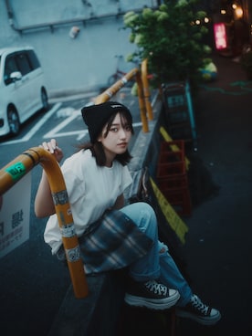 「WEGO（ウィゴー）のアイテム（ニットキャップ/ビーニー）」を使った、ミオリさん（レディース・157cm）の秋コーディネート