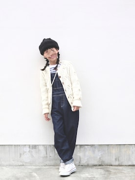 「しまむら（シマムラ）のアイテム（サロペット/オーバーオール）」を使った、 hananoiroさん（キッズ・140cm）の秋コーディネート