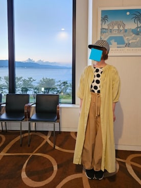 「シャツワンピ」｜「アイテム（オールインワン・サロペット）」を使った、yoshiさん（レディース・158cm）の夏コーディネート