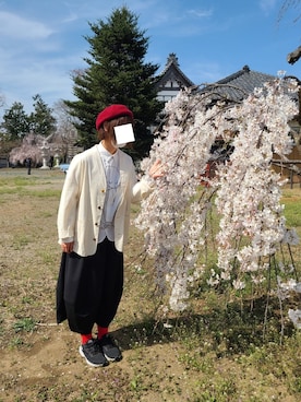 「カオリノモリ」｜「アイテム（ハンチング/ベレー帽）」を使った、yoshiさん（レディース・158cm）の春コーディネート