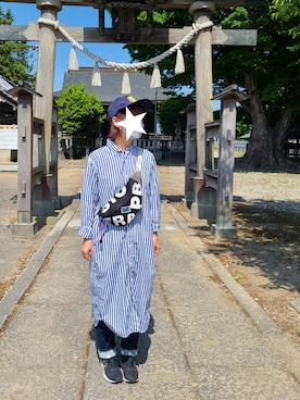 「BEAMS BOY（ビームスボーイ）のアイテム（シャツワンピース）」を使った、yoshiさん（レディース・158cm）の春コーディネート