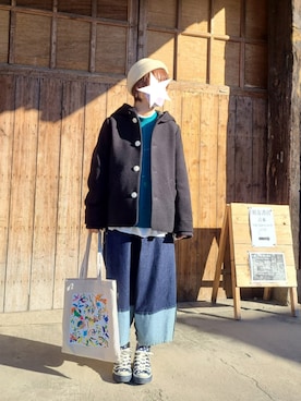 「カオリノモリ」｜「アイテム（その他アウター）」を使った、yoshiさん（レディース・158cm）の冬コーディネート