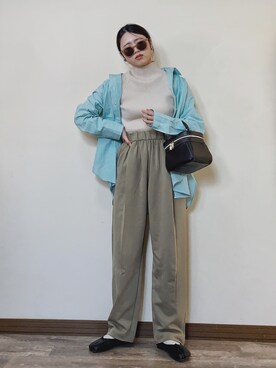 「リブニット」｜「アイテム（スウェットパンツ）」を使った、Miiさん（レディース・159cm）の冬コーディネート