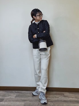 「Traditional Weatherwear」｜「アイテム（ノーカラージャケット）」を使った、Miiさん（レディース・159cm）の秋コーディネート
