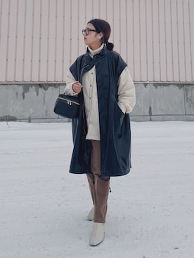 「フェイクレザー」｜「アイテム（モッズコート）」を使った、Miiさん（レディース・159cm）の冬コーディネート