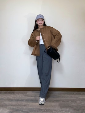 「アイテム（ムートンコート）」を使った、Miiさん（レディース・159cm）の秋コーディネート