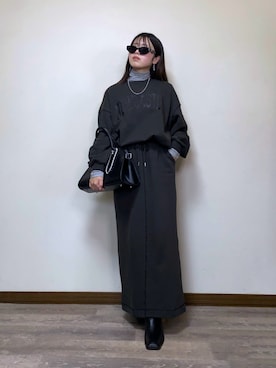 「アイテム（ボストンバッグ）」を使った、Miiさん（レディース・159cm）の冬コーディネート