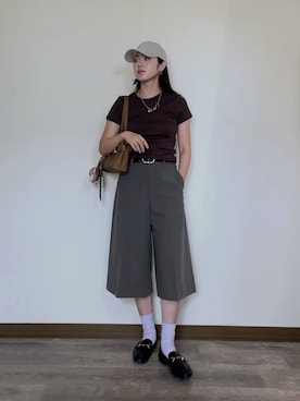 「VARZAR（バザール）のアイテム（キャップ、ベージュ系）」を使った、Miiさん（レディース・159cm）の秋コーディネート