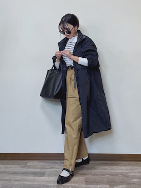 「ワイドテーパードパンツ」｜「アイテム（ジャケット/アウター）」を使った、Miiさん（レディース・159cm）の春コーディネート