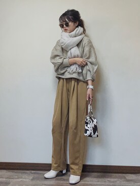 「ケーブルニット」｜「アイテム（腕時計）」を使った、Miiさん（レディース・159cm）の秋コーディネート