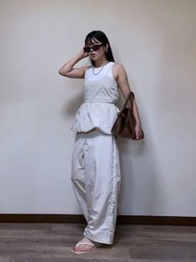 「アイテム（オールインワン・サロペット）」を使った、Miiさん（レディース・159cm）の夏コーディネート