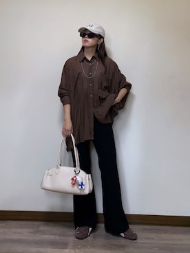 「シアーシャツ」｜Miiさん（レディース・159cm）の秋コーディネート