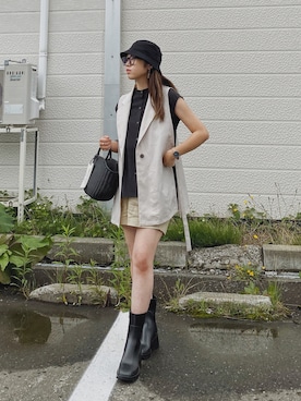 「厚底ブーツ」｜「アイテム（レインシューズ）」を使った、Miiさん（レディース・159cm）の夏コーディネート