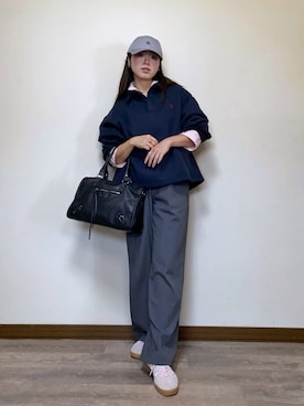 「アイテム（ボストンバッグ）」を使った、Miiさん（レディース・159cm）の秋コーディネート