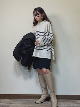 「バミューダパンツ」｜「アイテム（ジャケット/アウター）」を使った、Miiさん（レディース・159cm）の冬コーディネート