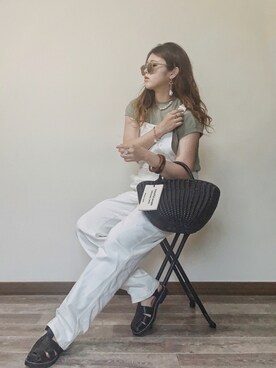 「EDWIN（エドウィン）のアイテム（オールインワン・サロペット）」を使った、Miiさん（レディース・159cm）の夏コーディネート