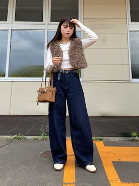 「クロップド丈」｜Miiさん（レディース・159cm）の秋コーディネート