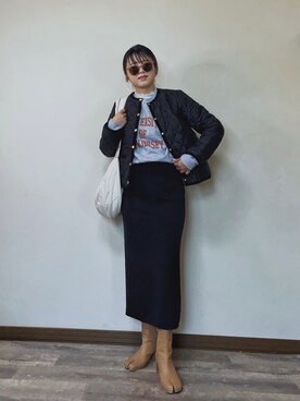 「Traditional Weatherwear」｜「アイテム（ノーカラージャケット）」を使った、Miiさん（レディース・159cm）の秋コーディネート