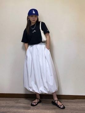 「アイテム（キャップ）」を使った、Miiさん（レディース・159cm）の夏コーディネート