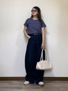 「アイテム（ボストンバッグ）」を使った、Miiさん（レディース・159cm）の夏コーディネート