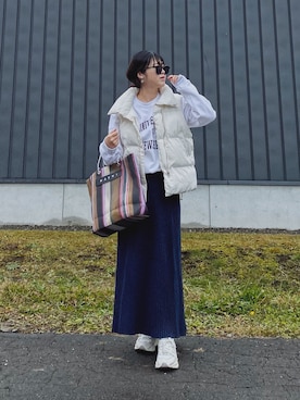 「リブニット」｜「アイテム（スウェット）」を使った、Miiさん（レディース・159cm）の秋コーディネート