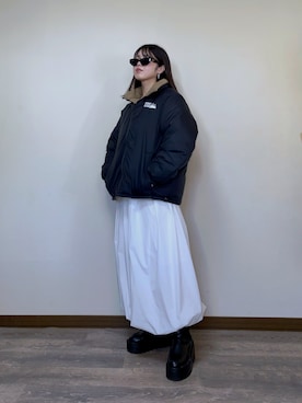 「アイテム（ジャケット/アウター、ベージュ系）」を使った、Miiさん（レディース・159cm）の冬コーディネート